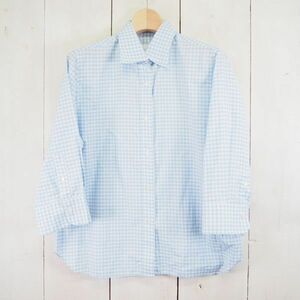 鎌倉シャツ Maker's Shirt Kamakura チェック柄 八分袖コットンシャツ(13Q)ライトブルー/日本製