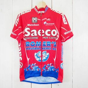 イタリア製 サンティーニ Santini フルジップ半袖サイクルジャージ*サイクルウェア*トップス(M)レッド