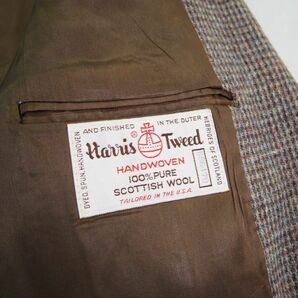 80s 90s STAFFORD Harris Tweed ハリスツイード テーラードジャケット 背抜き 包みボタンの画像4