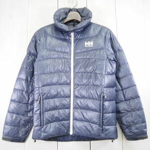 ヘリーハンセン HELLY HANSEN スタンドカラー フルジップ ナイロンダウンジャケット(S)ネイビーグレー