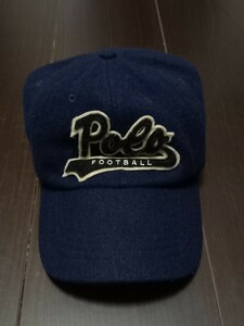 良品　RALPH LAUREN　ポロ ラルフローレンWOOL FOOTBALL CAP　ロゴ　ネイビー　ウールレザーキャップ　サイズフリー59 rrl ポロカントリー