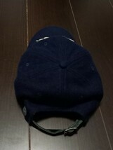 良品　RALPH LAUREN　ポロ ラルフローレンWOOL FOOTBALL CAP　ロゴ　ネイビー　ウールレザーキャップ　サイズフリー59 rrl ポロカントリー_画像3