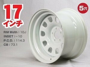 17インチ 鉄ちんホイール 極太 10J-10 5穴 PCD114.3 CB73.1 ドリ車 セダン 旧車 スタンス ドレスアップ 特注 ホワイト 希少サイズ 1本 ○1