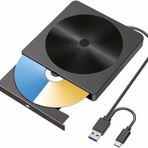 cd dvdドライブ 外付け cdレコ 光学ドライブ USB3.0&Type-cポート両用内蔵ケーブル 8XDVD & 24XCD超高速データ入出力