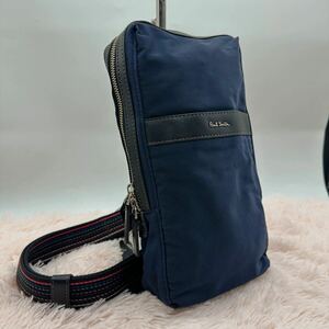 1 jpy [ beautiful goods ] PaulSmith Paul Smith shoulder bag body bag diagonal .. shoulder .. business nylon leather navy men's 