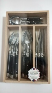  new goods *lagi all laiyo-ru* cutlery set black total 24 pcs insertion .