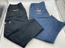 【中古】FILA フィラ GOLF メンズ 定番 シンプル ロゴ入り デニム ワイド オーバーパンツ 3L まとめ チェック 綿 裏起毛 2セット DM0325M_画像1