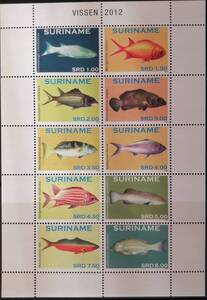 スリナム 魚(10種シート) MNH