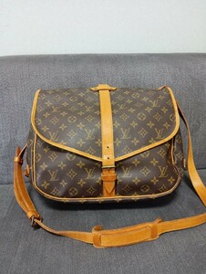 LOUIS VUITTON ルイ ヴィトン ショルダーバッグ モノグラム ソミュール 35 GM 斜め掛け ブラウン M40662 かばん 大容量 1円〜 レディース