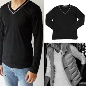 一度着2.8万 AKM L/S HAND STITCH V-NECK for LEON (SILVER STITCH)　ハンドステッチ レイヤード シャツ　　　ジュンハシモト 1piu1uguale3