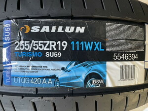 ★在庫処分 サマータイヤ 255/55R19 1本のみ SAILUN(サイレン) TURISMO(ツーリスモ) SU59 (送料無料 2021年製 )