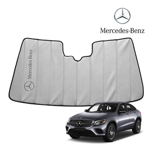 USベンツ純正 専用設計 Mercedes-Benz ロゴ入 サンシェード 吸盤不要 折りたたみ式 ケース付 GLCクラス X253/C253