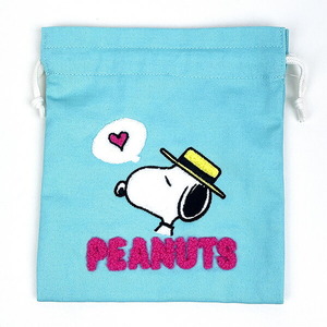  Snoopy hat SaGa la embroidery pouch ( light blue ) pouch SNOOPY