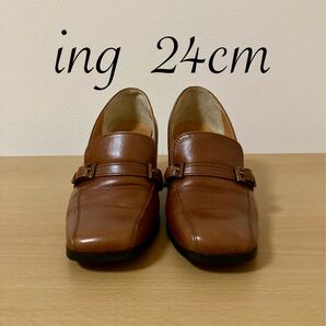 ing 本革 パンプス 24cm レザーシューズ 革靴