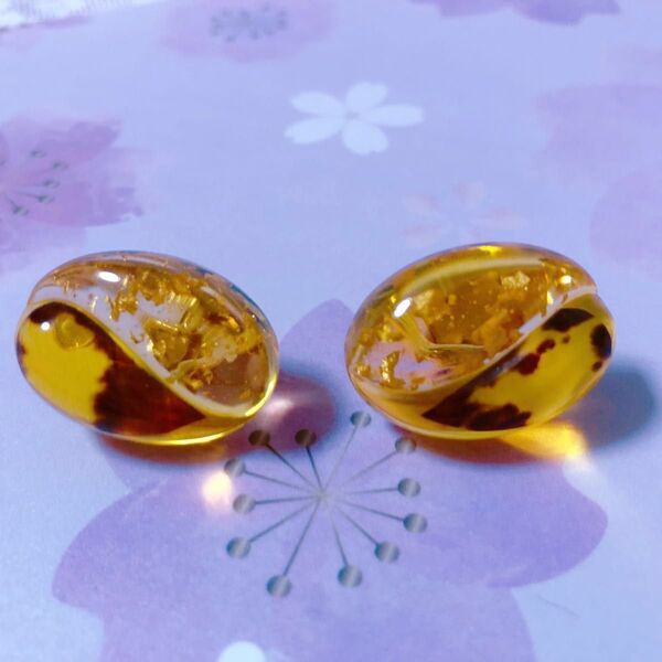 べっ甲 本鼈甲 イヤリング 金箔入り レア 希少 美品