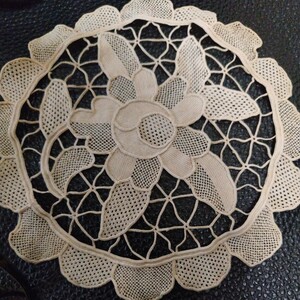 ドイリー 天然素材 レトロ アンティーク風 カットワーク 花瓶敷 高級 ハンドメイド 刺繍
