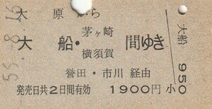 P792.外房線　大原から大船・茅ヶ崎　横須賀　間ゆき　誉田・市川経由　56.8.16