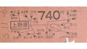 N288.中央本線　上野原　740円　55.11.6【4641】