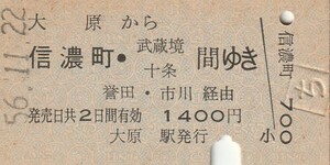 P254.外房線　大原から信濃町・武蔵境　十条　間ゆき　誉田・市川経由　56.11.22