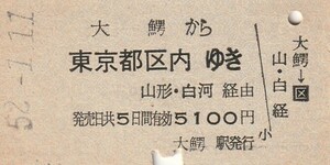 P563.奥羽本線　大鰐（大鰐温泉駅に改称）から東京都区内ゆき　山形・白河経由　52.1.11