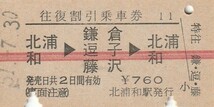 T029.往復割引乗車券　北浦和⇒鎌倉　逗子　藤沢⇒北浦和　51.7.30_画像1