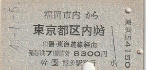 Q209.福岡市内から東京都区内ゆき　山陽、東海道本線経由　#4.1.5　博多駅発行