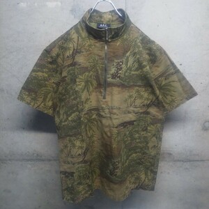 90s APC サファリシャツ プルオーバー 1 フランス製 迷彩 カモフラ ユニセックス 希少 レア A.P.C リゾート アーペーセー ジャングル