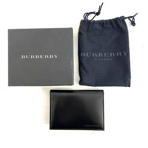 【4965】BURBERRY バーバリー 定期入れ 名刺入れ 黒 ブラック ビジネス 社会人 ブランド メンズ カードケース パスケース 箱付き 保存袋付