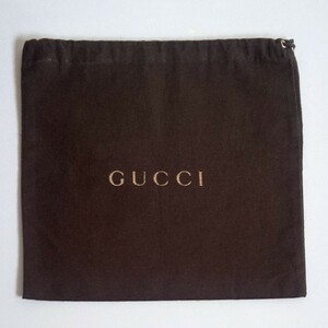 〔グッチ〕24.5×23cm 保存袋 巾着袋 布袋 GUCCI 正規品 ダークブラウン 財布／小物用 （0050)