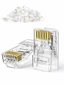 UGREEN LANコネクタ RJ45コネクタ CAT6【50個入り】自作用RJ45プラグ カテゴリ6対応 CAT5e 兼用 8極8芯 8P8C 単線ヨリ線対応 配線簡単