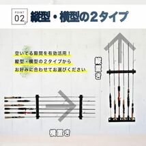 GRmkt ロッド スタンド 釣り竿 ホルダー 壁 掛け ラック 組み立て 簡単 コンパクト 省スペース 釣竿 ディスプレイ 6本 収納 縦置き_画像4