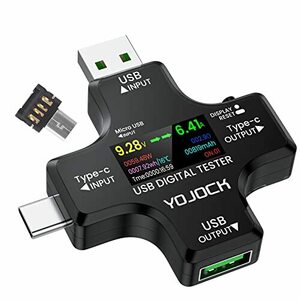 YOJOCK USB電圧電流チェッカー Type-C テスター アップグレードカラーディスプレイ 電流/電圧/抵抗/温度/通電時間など表示 Quick Charge