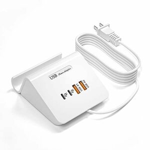 VHBW USB コンセント4ポート【USB C 20W,USB A 25W】合計45W 急速充電器スタンド付き PSE認証 出力自動判別 150CM