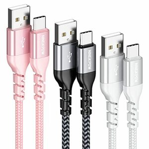 NINGKPOW USB Type C ケーブル【3本セット 2M】タイプc ケーブル 3.1A 急速充電 高速データ転送 USB C ケーブル ナイロン編み USB-A to