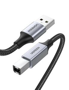 UGREEN プリンターケーブル 2m USB2.0 Type B ケーブル 高耐久性 ナイロン編み