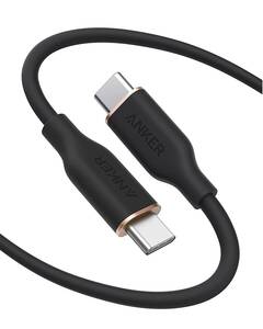 Anker PowerLine III Flow USB-C & USB-C ケーブル Anker絡まないケーブル 100W 結束バンド付き USB PD対応 シリコン素材採用 Galaxy iPad