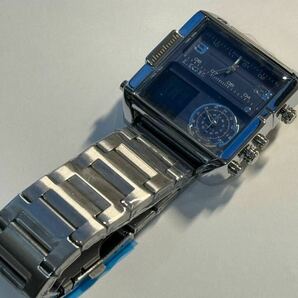 【新品】LIGE オマージュウォッチ メンズ腕時計 紺色 防水 クォーツ デジタル デュアルタイム 高級感 ネコポス発送！の画像3