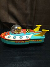 激レア 1円～ アサヒ ATC by Asahi toy スペースパトロール SPACE PATROL ブリキ おもちゃ 全長約21cm 箱付き 現状品_画像3