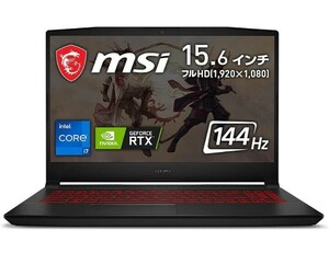 MSI ゲーミングノート Katana GF66 (15.6FHD/Core i7/RTX3050Ti/メモリ16GB/SSD512GB) 11UD-1262JP