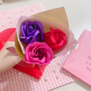 ソープフラワーミニブーケ　ピンク　紫　赤　記念日　誕生日　母の日　プレゼント