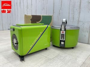  beautiful goods Showa Retro pop Toshiba pop up toaster HTT-629FR electric bulrush RC-104 2 point together operation verification settled green kitchen old Japanese-style house 