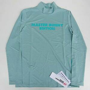 新品タグ付き　MASTER BUNNY EDITION マスターバニーエディション モックネックタートル長袖ロンTシャツ チェックグリーン系1ゴルフウェア