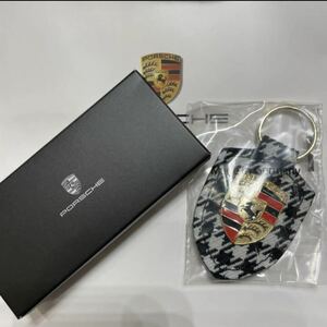 ポルシェ 純正 クレストキーホルダー 千鳥格子 ペピタ柄 PORSCHE キーホルダー 