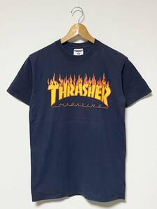 USA製★THRASHER/スラッシャー ファイヤー ロゴ Tシャツ ネイビー S ビンテージ