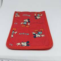 80年代　ミッキーマウス　布製　二つ折り　パスケース_画像1