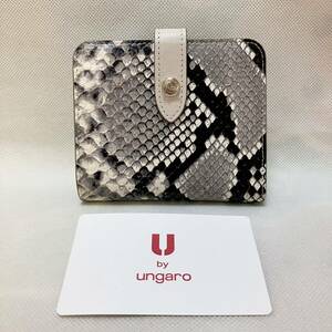 W604 未使用 ungaro ウンガロ 折り財布 二つ折り財布 ボックス小銭入れ 財布 ヘビ柄 レディース