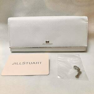 W353【汚れ有】 未使用 ジルスチュアート JILLLSTUART 長財布 財布 スナップボタン レディース ホワイト 本革 チャーム付き JSLW7DT1