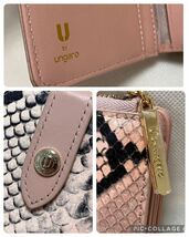 W592 未使用 ユーバイウンガロ U by ungaro 財布 二つ折り財布 小銭入れ 折り財布 パイソン柄 ウンガロ ヘビ柄 レディース ピンク_画像10