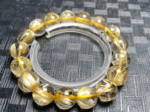 即決 0121a473 天然美品★【80A黄金タイチンルチル】★ブレス 13-13.5mm（新品）