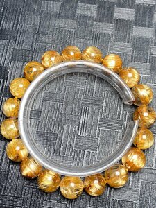 即決 0120a261 極美品★【120A黄金タイチンルチル】★ブレス 10-11mm（新品）